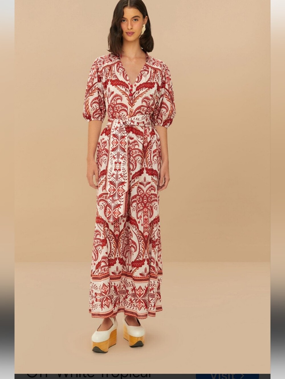 Off-White Tropical Cameo Belted Maxi Dress SIZe L